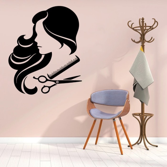 Wall Sticker Stiker Dinding Salon Kecantikan Kaca Tembok Vinyl Custom