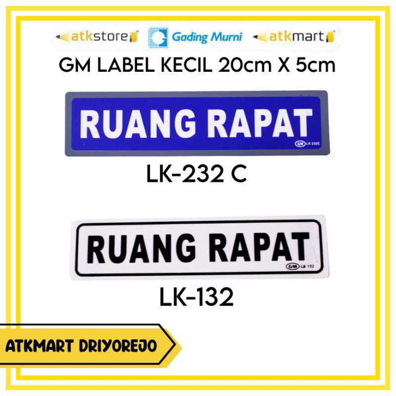 

GM LABEL KECIL RUANG RAPAT - PAPAN PENANDA - PAPAN AKRILIK PETUNJUK