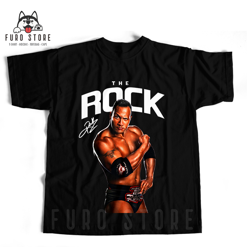 Kaos WWE SmackDown The Rock Unisex Bahan Katun Combed 30s - Furo Store