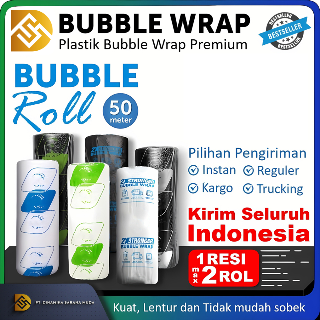 

TB KONTRAKTOR MUDA - Plastik Bubble Buble Wrap Wrapping Roll 50meter x 125cm Warna Bening dan Hitam / Rusfet Murah Kualitas Terjamin / Plastik Packing Berkualitas