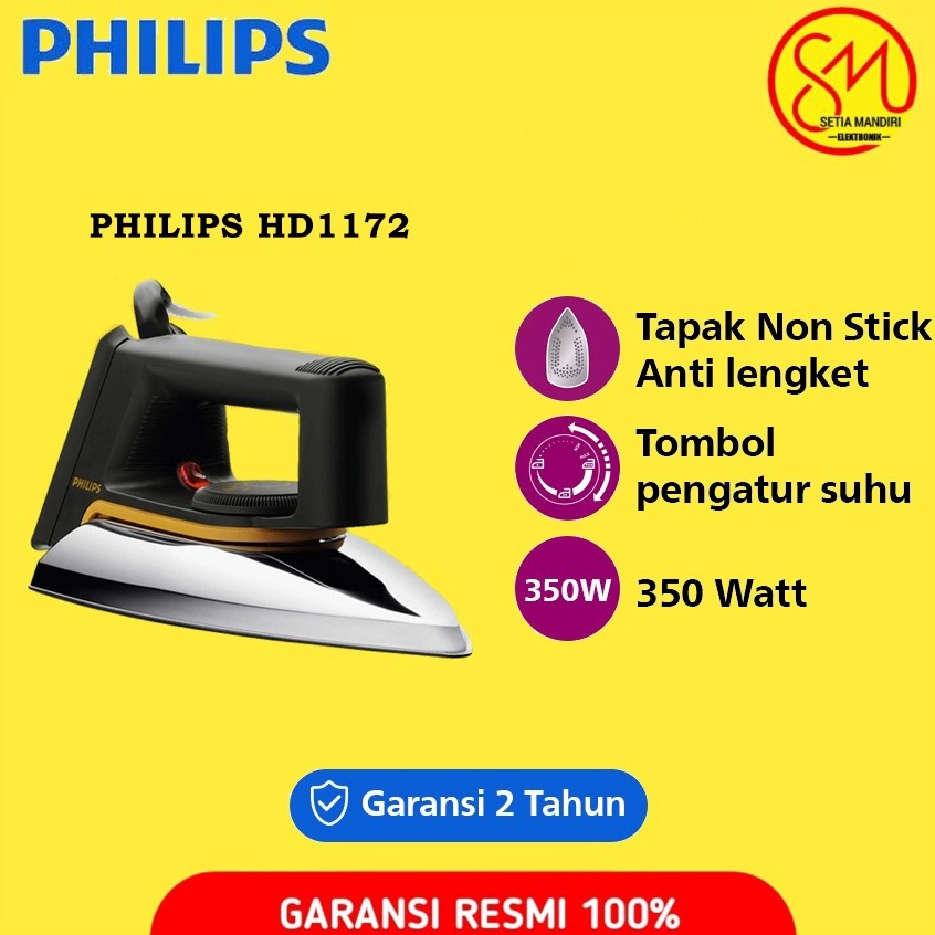 Murah Banget JzC PHILIPS HD1172 HD1173 Setrika Kering Classic Cepat dan Efisien 35 W HD 1172 1173