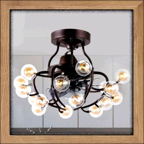 Lampu Hias Gantung Plafon Modern Classic Kaca Kipas Angin remote control minimalis lighting living d