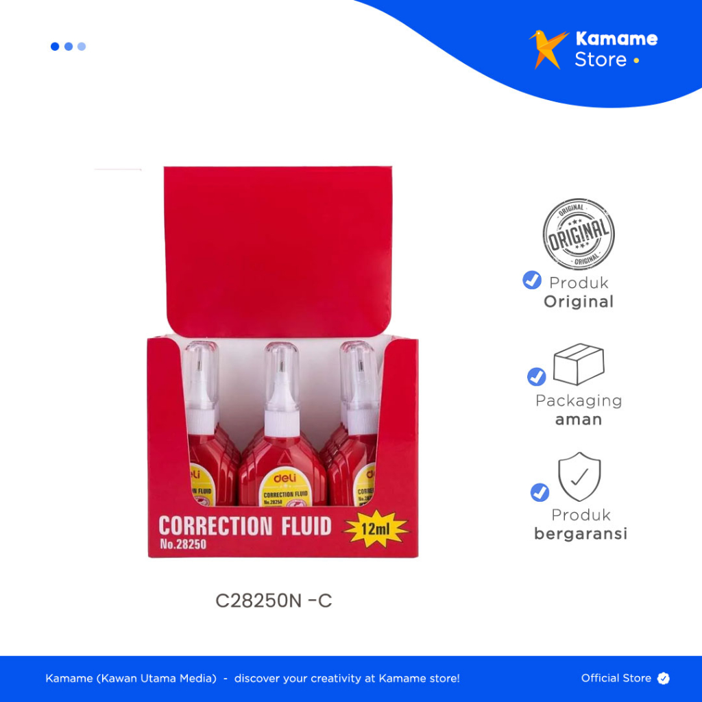 

Deli Corection Fluid - Tipe-x Cair 12ml 28250 Ujung Besi Tipe -x Kocok Cairan Penghapus Isi - Kamame