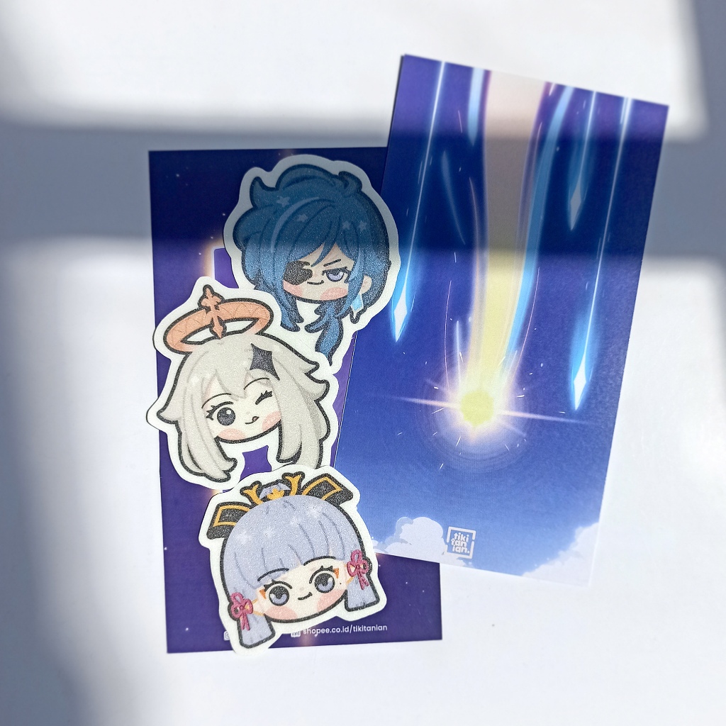 

Genshin Impact Random Gacha Sticker Karakter Laminasi Glitter by Tikitanian