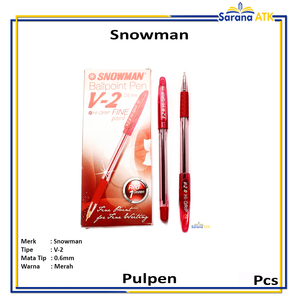 

Snowman – V2 Pulpen 0.6mm Merah – Pcs