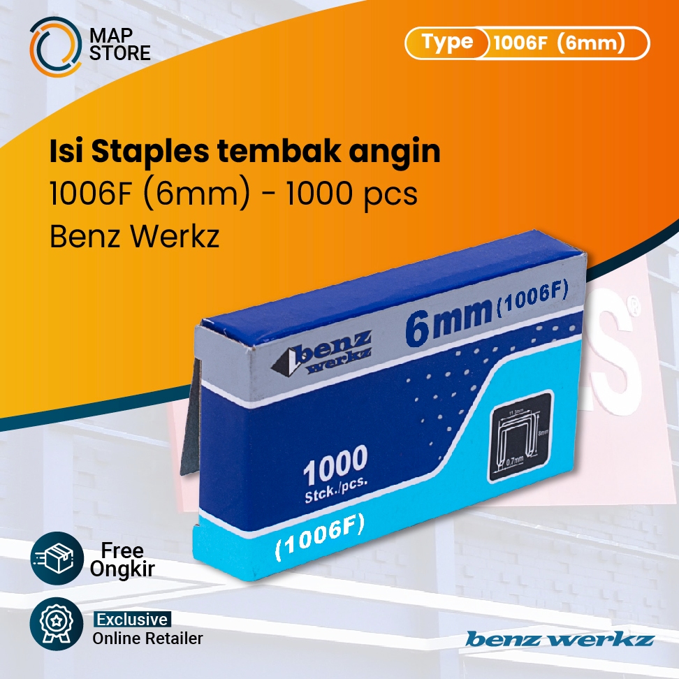 

Isi Staples 1006F (6mm) tembakan tangan / isi Gun tacker Benz 1000pcs