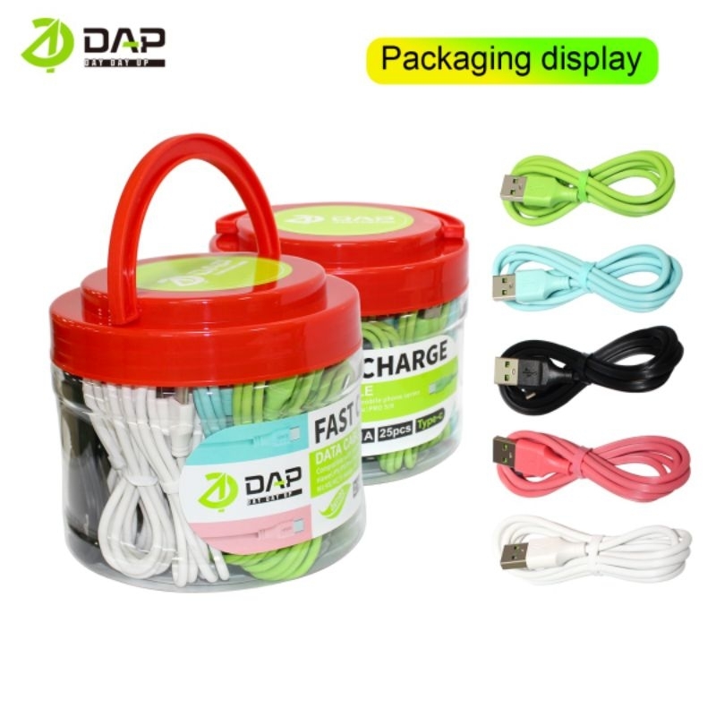 Kabel Data DAP Type C 2.4A DAT100 Kabel Charger DAP Type C 2.4A 1M Perpcs Original