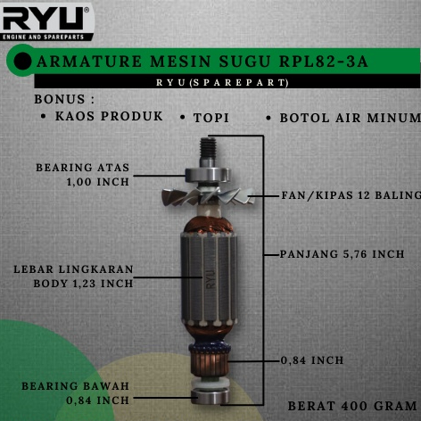 PROMO ARMATURE / ANGKER MESIN SUGU RYU ORIGINAL / ARMATURE MESIN PLANNER RPL82-3A / ARMATURE SUGU RY