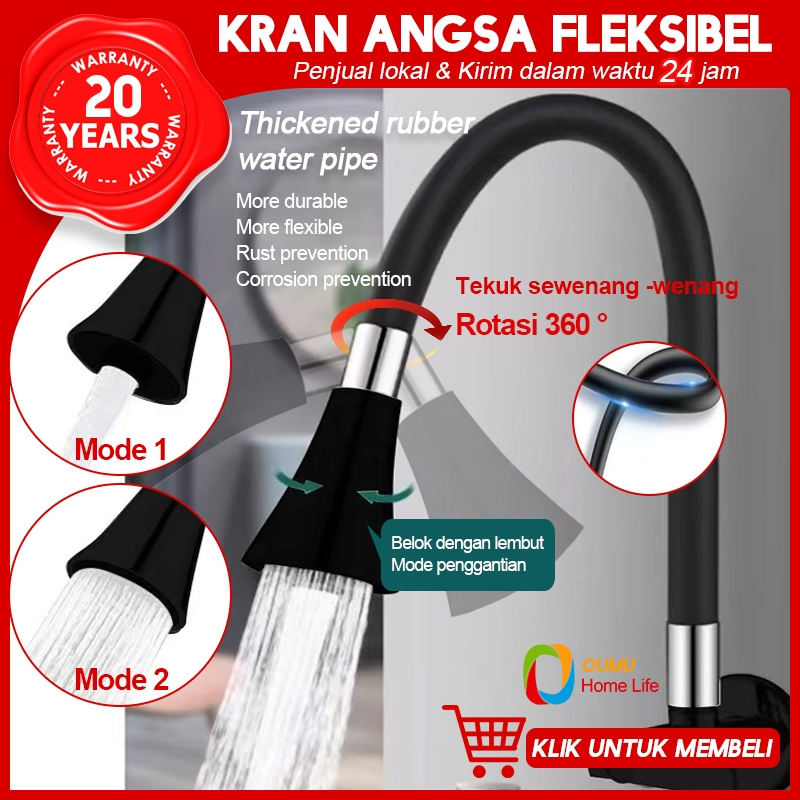 Kran Angsa Fleksibel/Kran Cuci Piring Hitam/Kran Cuci Piring Dinding/Kran Wastafel/Kran Air 2 Mode
