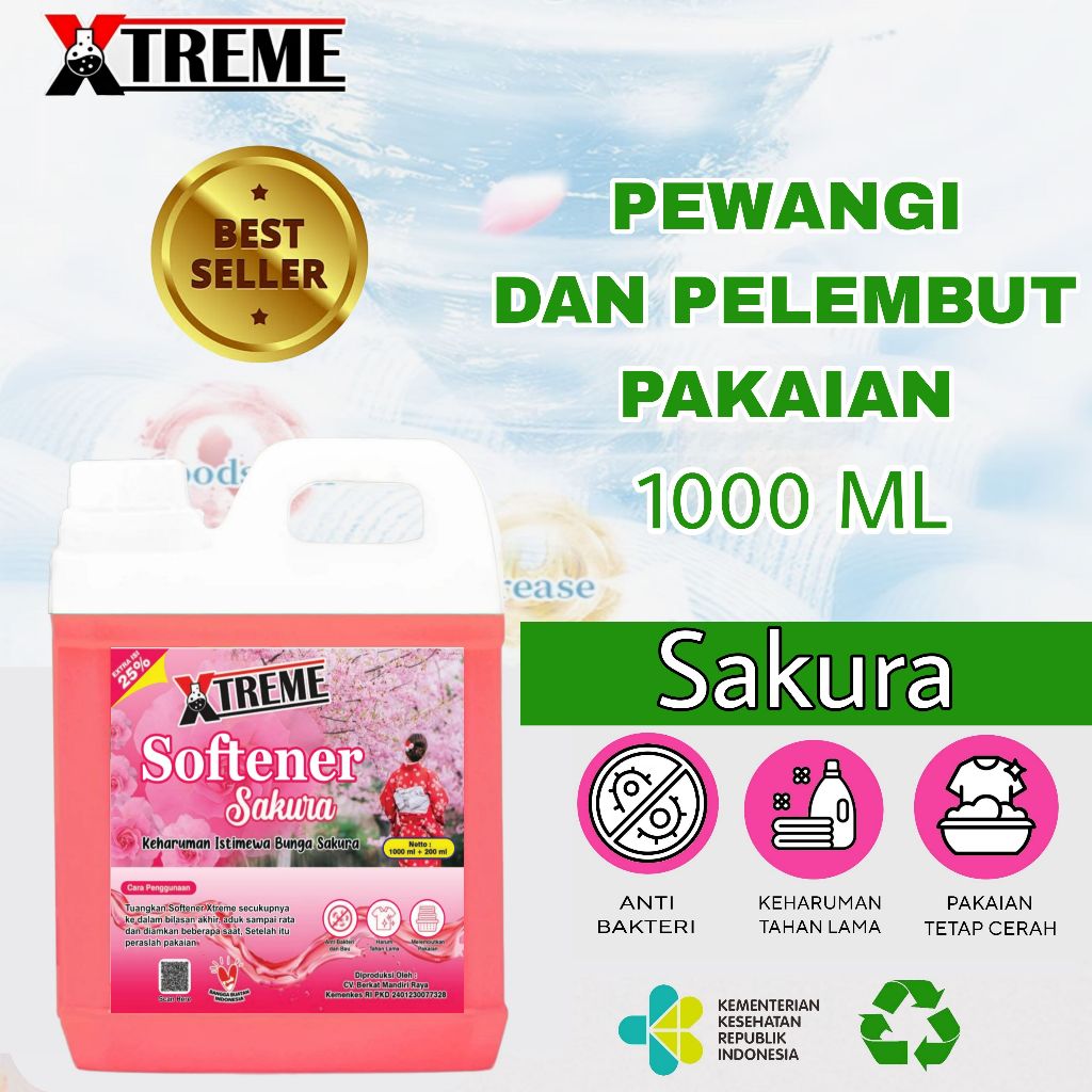 	 Softener pewangi dan pelembut pakaian 1 liter Premium	