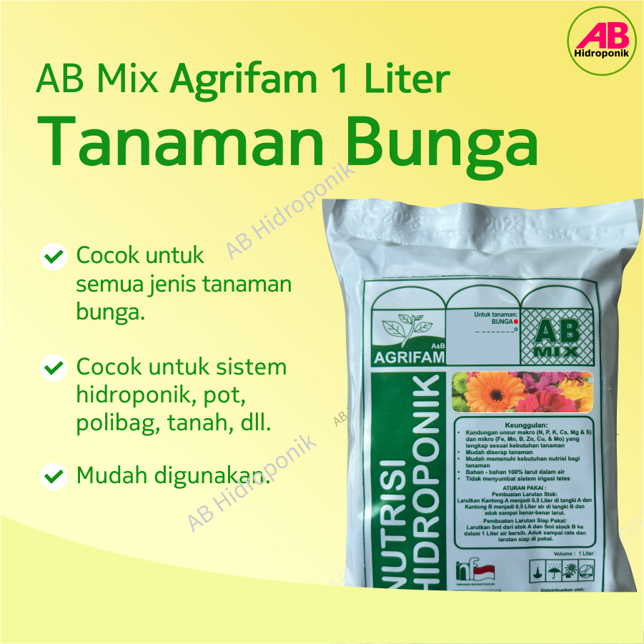 AB Mix Nutrisi Hidroponik Bunga Agrifam 1 Liter