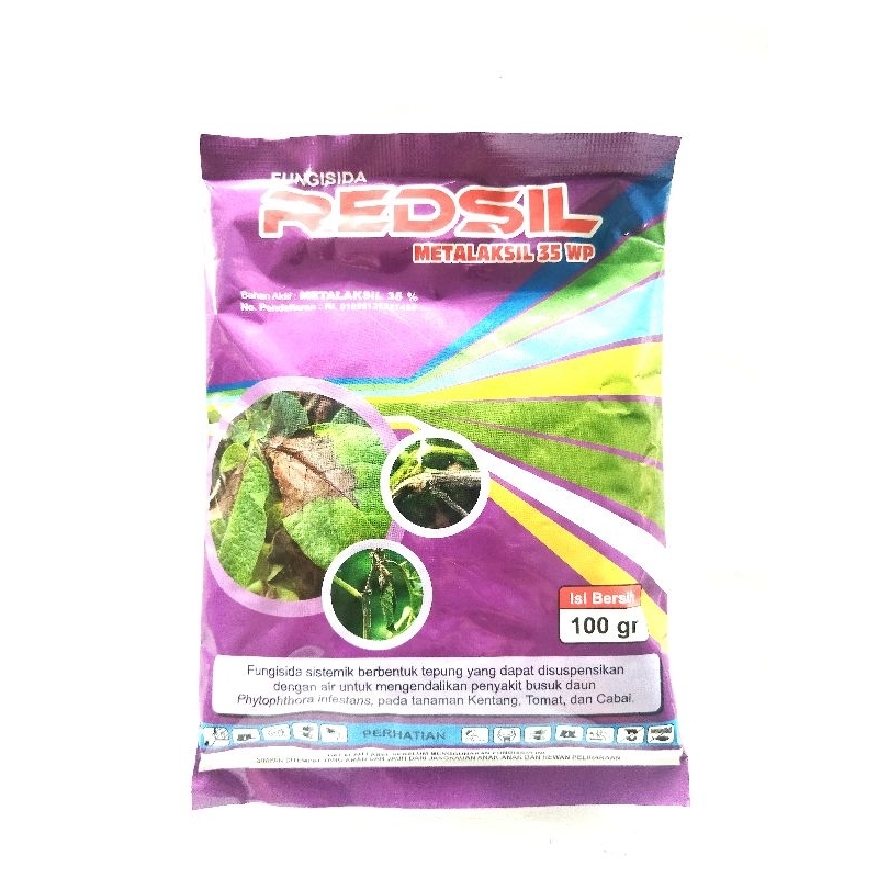 Fungisida REDSIL 35WP 100gram, metalaksil fungisida sistemik, pencegah layu, obat patek
