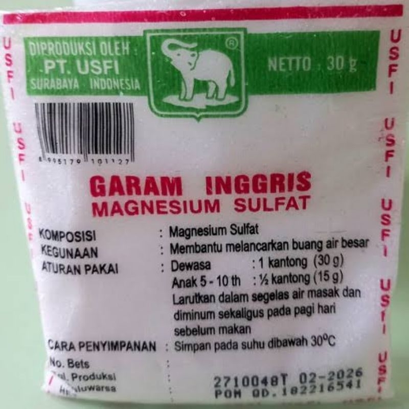 Garam Inggris Cap Gajah 30 gr | Pelancar BAB