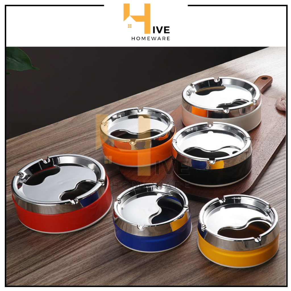 HIVE Asbak Putar Tutup / Asbak  Portable Rotation Enclosed / Asbak Rokok Stainless Steel Tebal