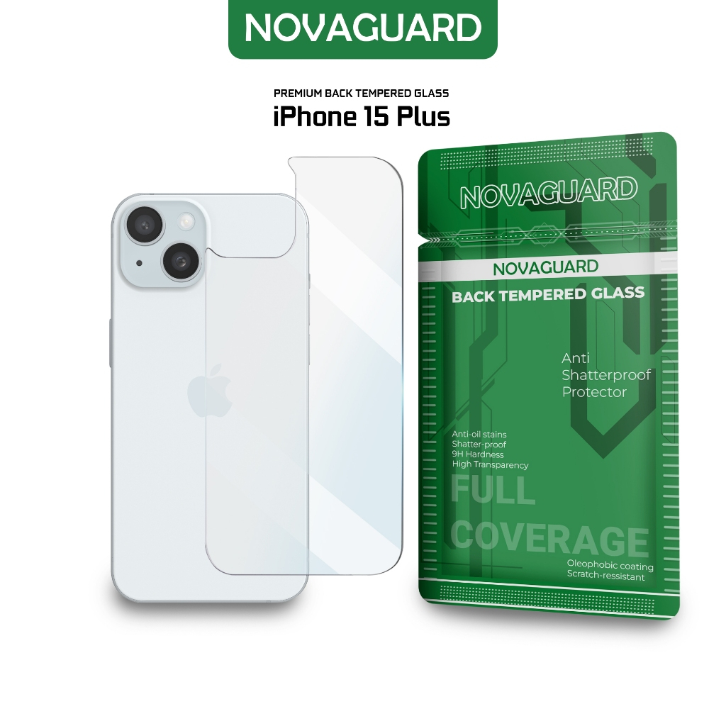 NovaGuard Back Tempered Glass 9H For iPhone 15 PLUS Anti Gores Belakang