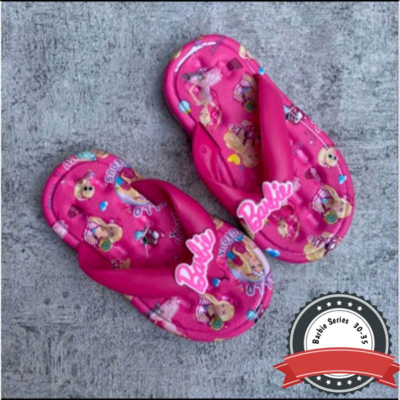 Sandal jepit barbie anak perempuan Sendal import motif barbie anak wanita Sandal Karet anak Size 30-