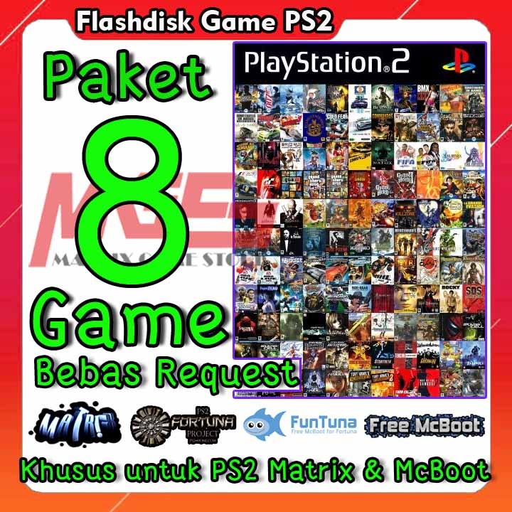 Paket 8 Game Flashdisk Game PS2 PS 2 Matrix McBoot Bebas Request