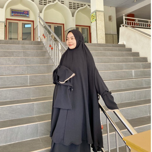 MUKENA TUNIK SUPER JUMBO BERLENGAN • MUKENA MALAY SYARI VIRAL • MUKENA LENGAN CRINCLE AIRFLOW