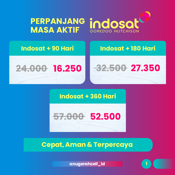 Perpanjang Masa Aktif Kartu Indosat (90 Hari 180 Hari 360 Hari)••