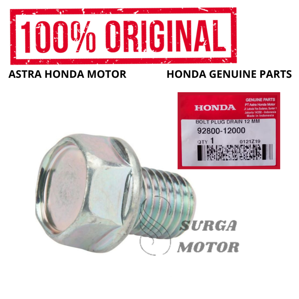 Baut Oli Bolt Plug Drain 12 mm Kunci 17 Draincock CBR Karisma Supra Revo Beat Karbu Original Honda A