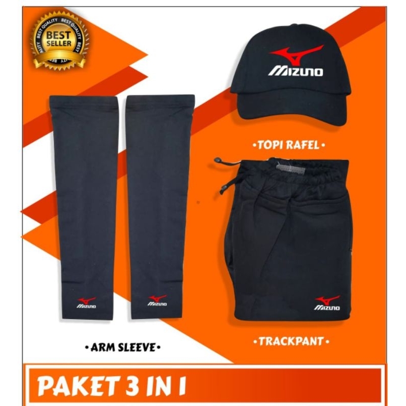 Paket hemat celana training panjang voli manset tangan voli topi voli pelindung panas pria dan wanit