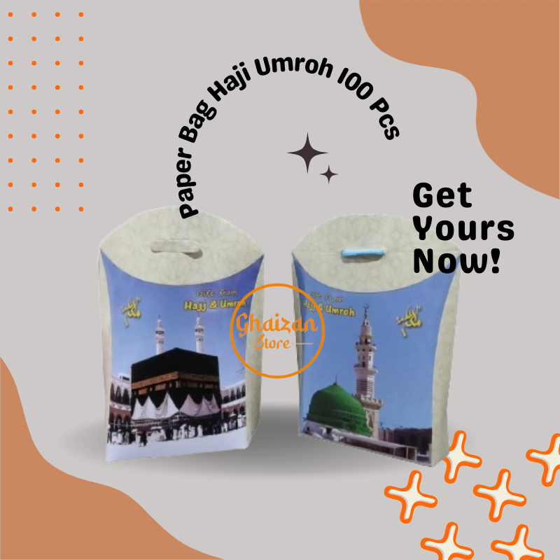 

Paper Bag Haji Dan Umroh 100 Pcs || Tas Souvenir || Tas Kertas untuk Oleh - Oleh Haji dan Umroh || Toko Oleh Oleh Haji Umroh || Toko Ghaizan Store