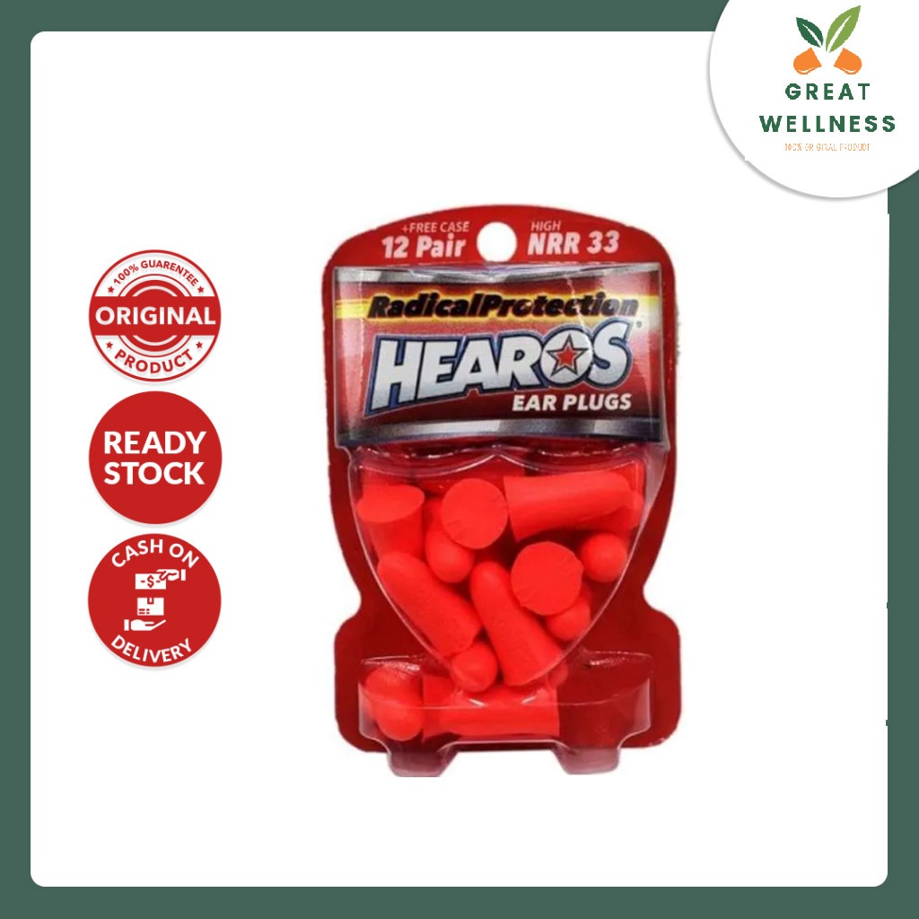 (BISA COD) HEAROS Radical Protection Ear Plugs 12 Pairs- NRR 33 dB