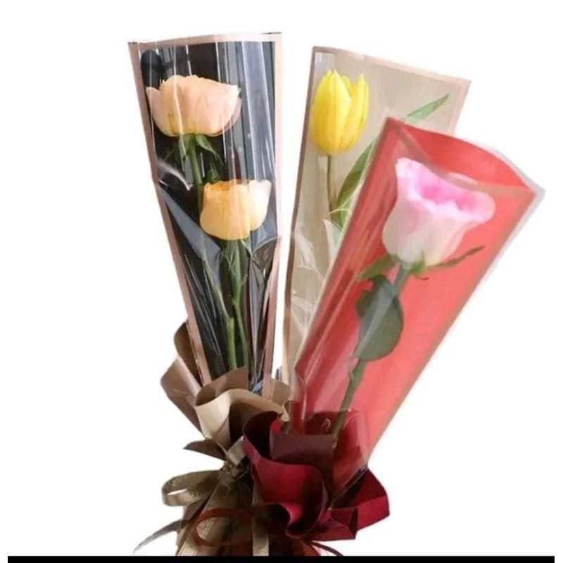 

1 PACK Cellophane buket mawar 1 tangkai kertas buket bunga