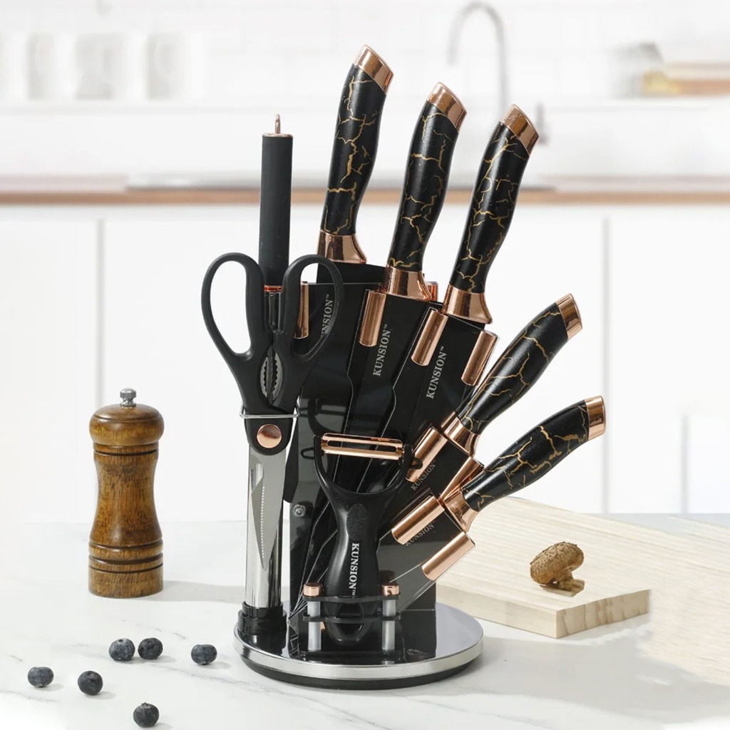 NEW PORODUK SET PISAU MARBLE STAINLESS STEEL JAPANESE KNIFE MULTIFUNGSI / ALAT DAPUR KNIFE SET HIGH