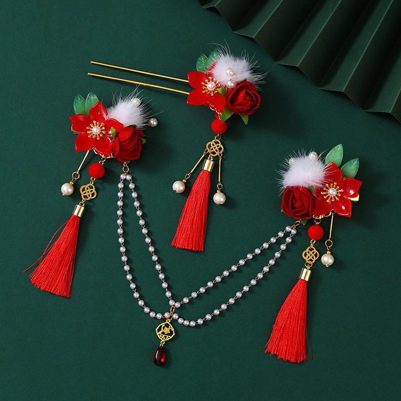 aksesoris rambut cocok untuk pakaian hanfu dan cheongsam imlek tusuk konde gong xi fa cai