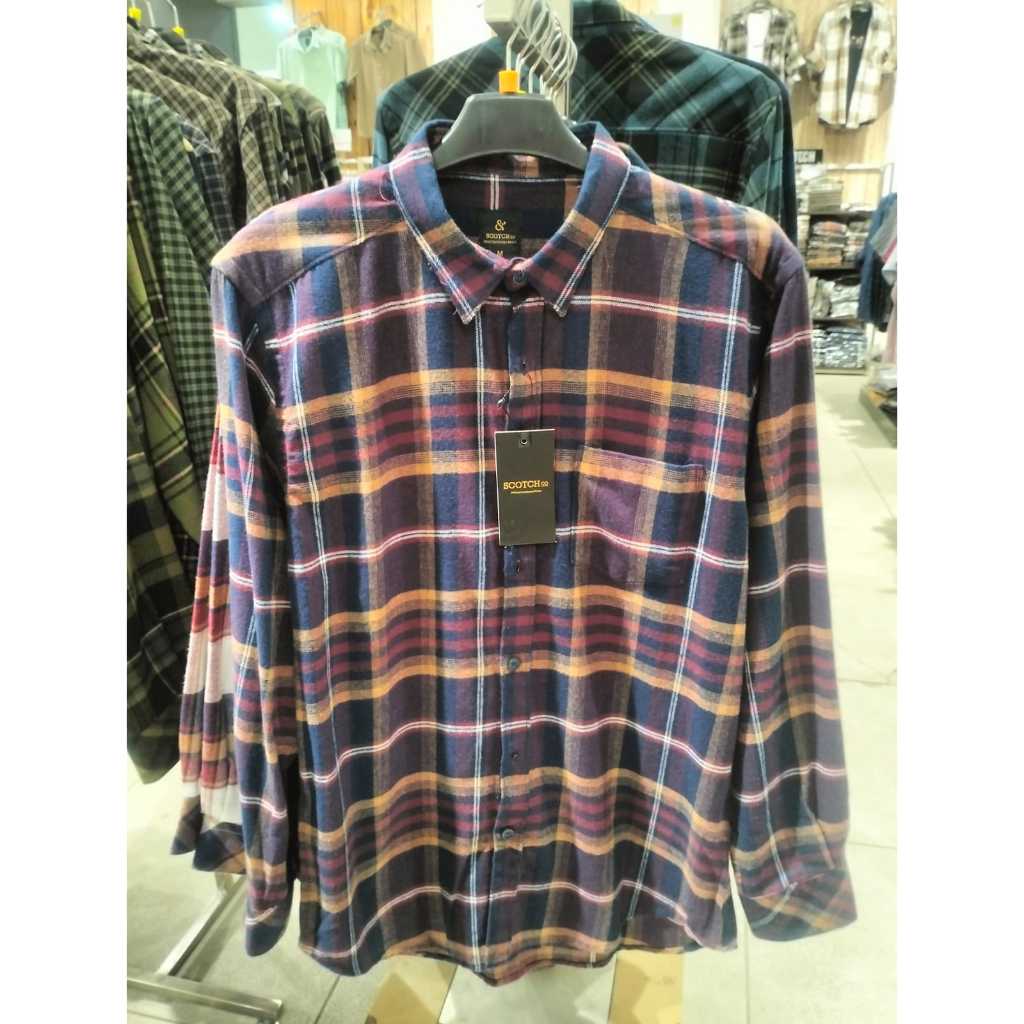 SCOTCH Baju kemeja pria Laki Laki Lengan Panjang Original DG3237298
