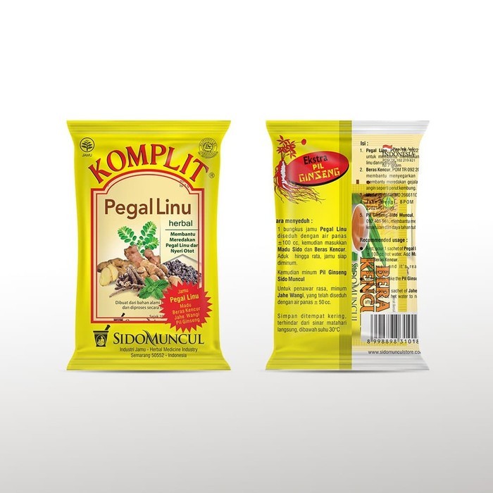 

SIDOMUNCUL JAMU KOMPLIT PEGAL LINU JERUK NIPIS SACHET