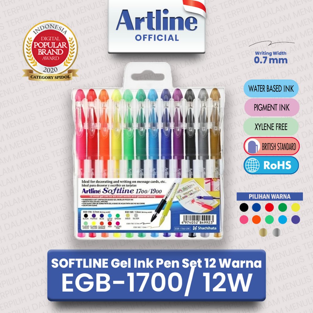 

ARTLINE Ballpoint Pen Softline Pulpen Gel 0.7 mm SET 12 Warna EGB-1700/12W