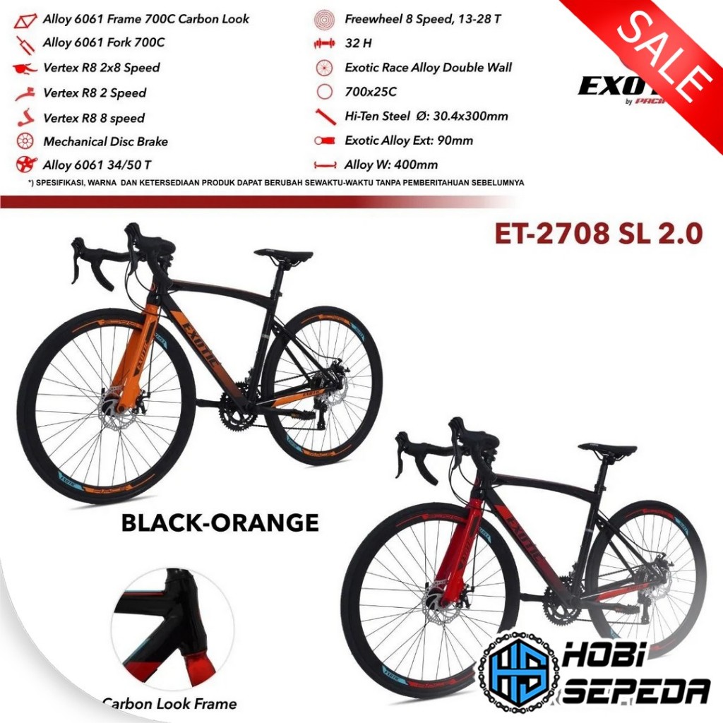 Sepeda Roadbike Exotic ET-2708 SL 2.0 Sepeda Balap Frame Alloy 700c