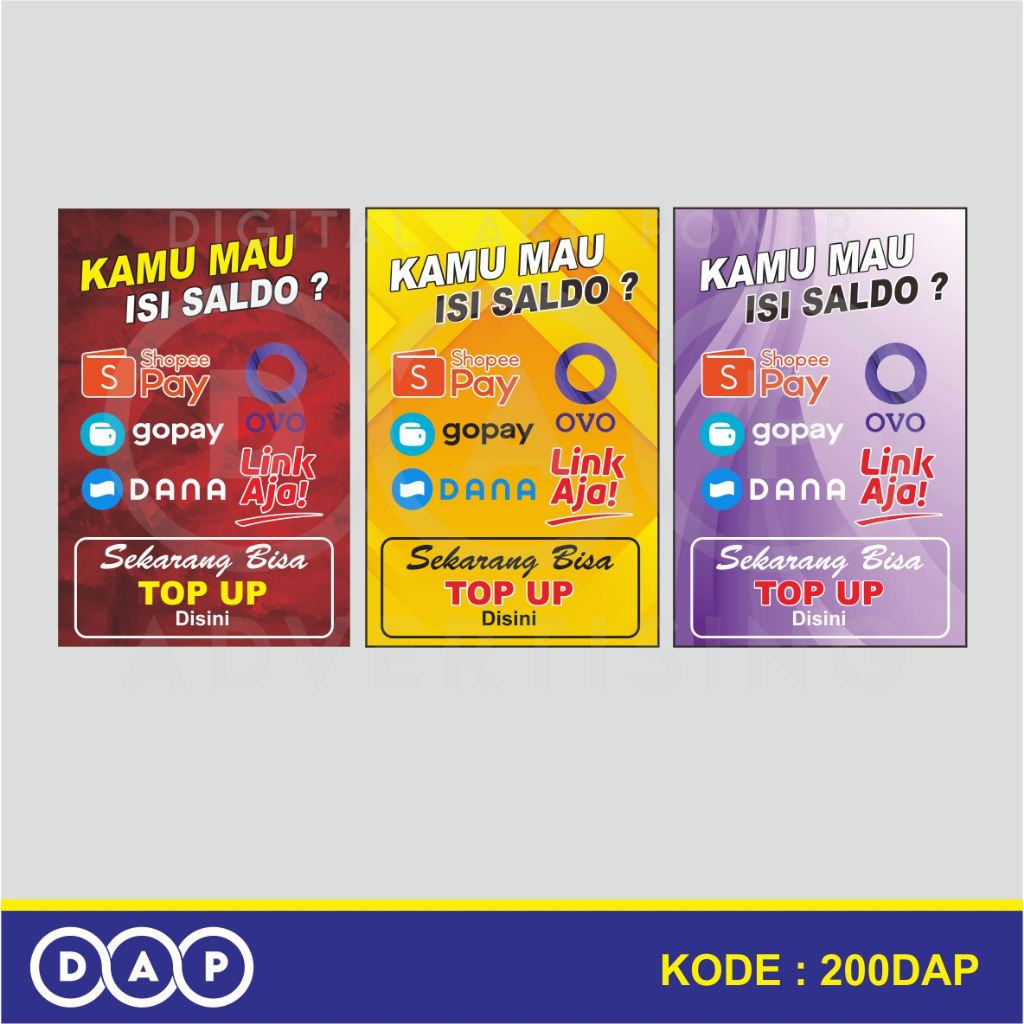 

200 - STIKER ISI SALDO E-WALLET - 20 X 30 CM - VYNIL - TERBAIK