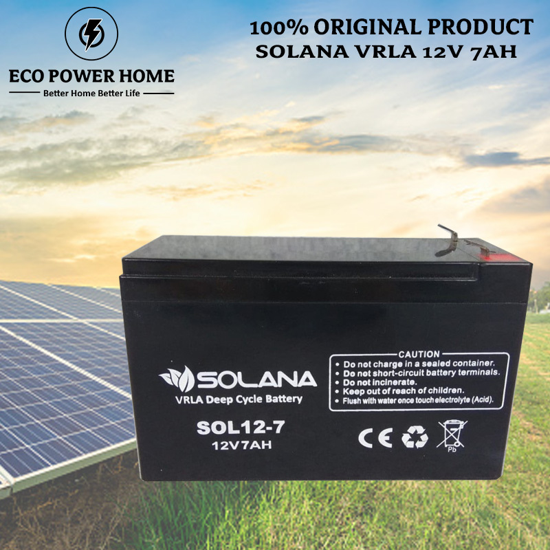 SOLANA VRLA DEEP CYCLE 12V 7AH AKI KERING DRY ACCU BATTERY BATERAI