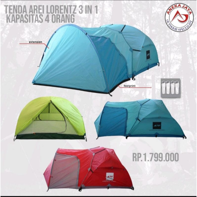 TENDA REI LORENTZ 3 IN 1 KAPASITAS 4 ORANG