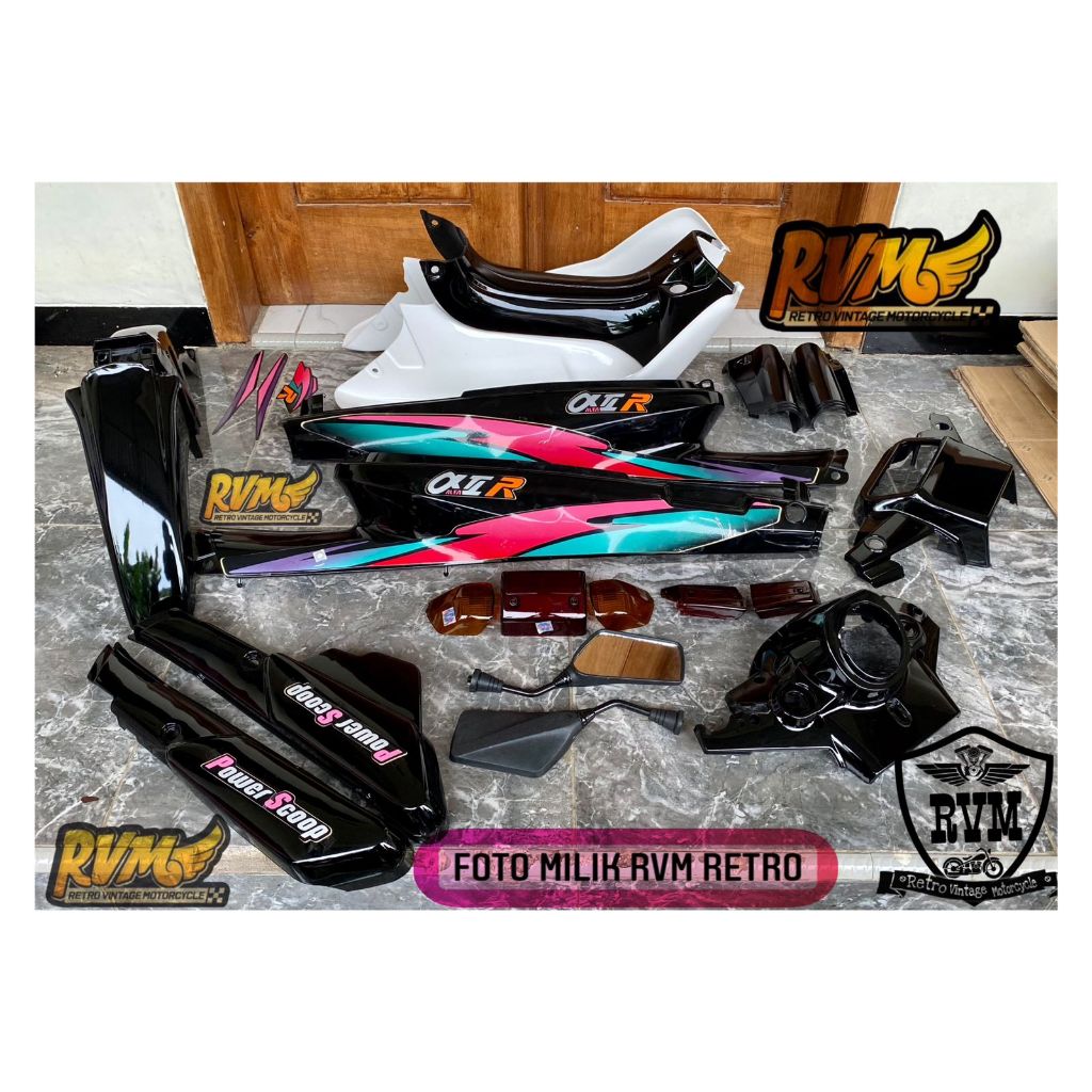 Full body alfa hitam body set sayap yamaha alfa full body spion lampu alfa