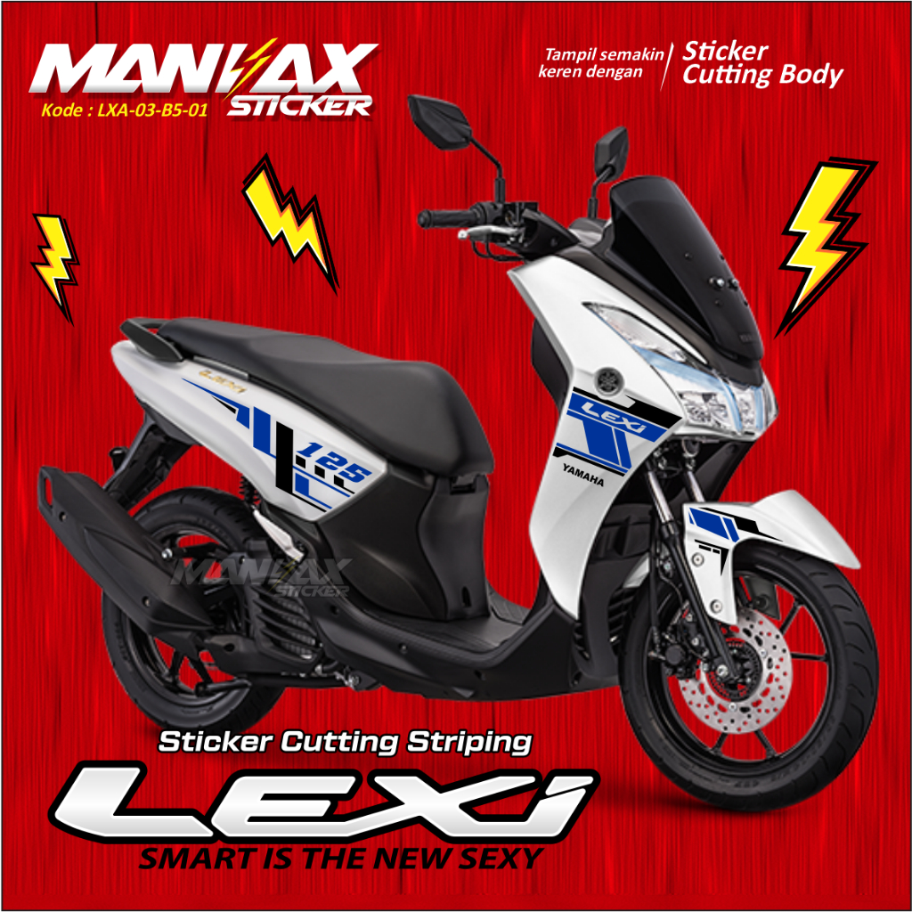 Aksesoris Stiker Cutting Motor Yamaha Lexi - Sticker Cutting BIRU