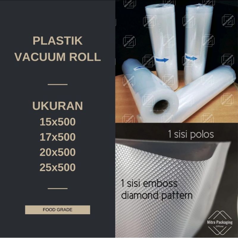 Plastik Vacuum Makanan Roll 5 Meter Emboss - Vacuum bag Roll