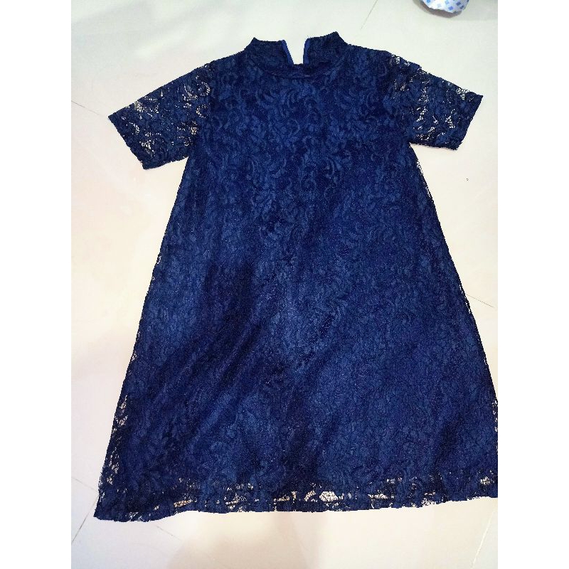 dress brukat navy
