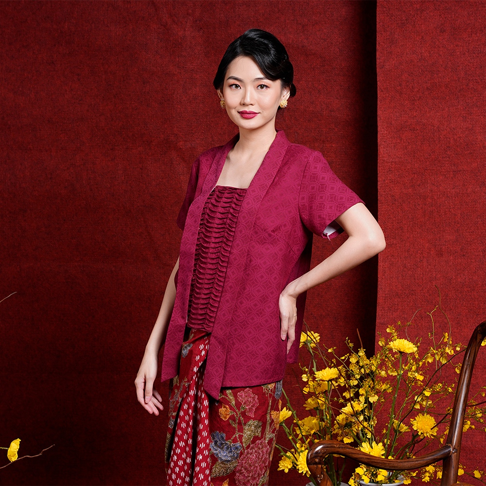 NONA RARA - Kebaya Opnaisel Dobi CNY T2641, Baju kebaya batik wisuda wanita modern