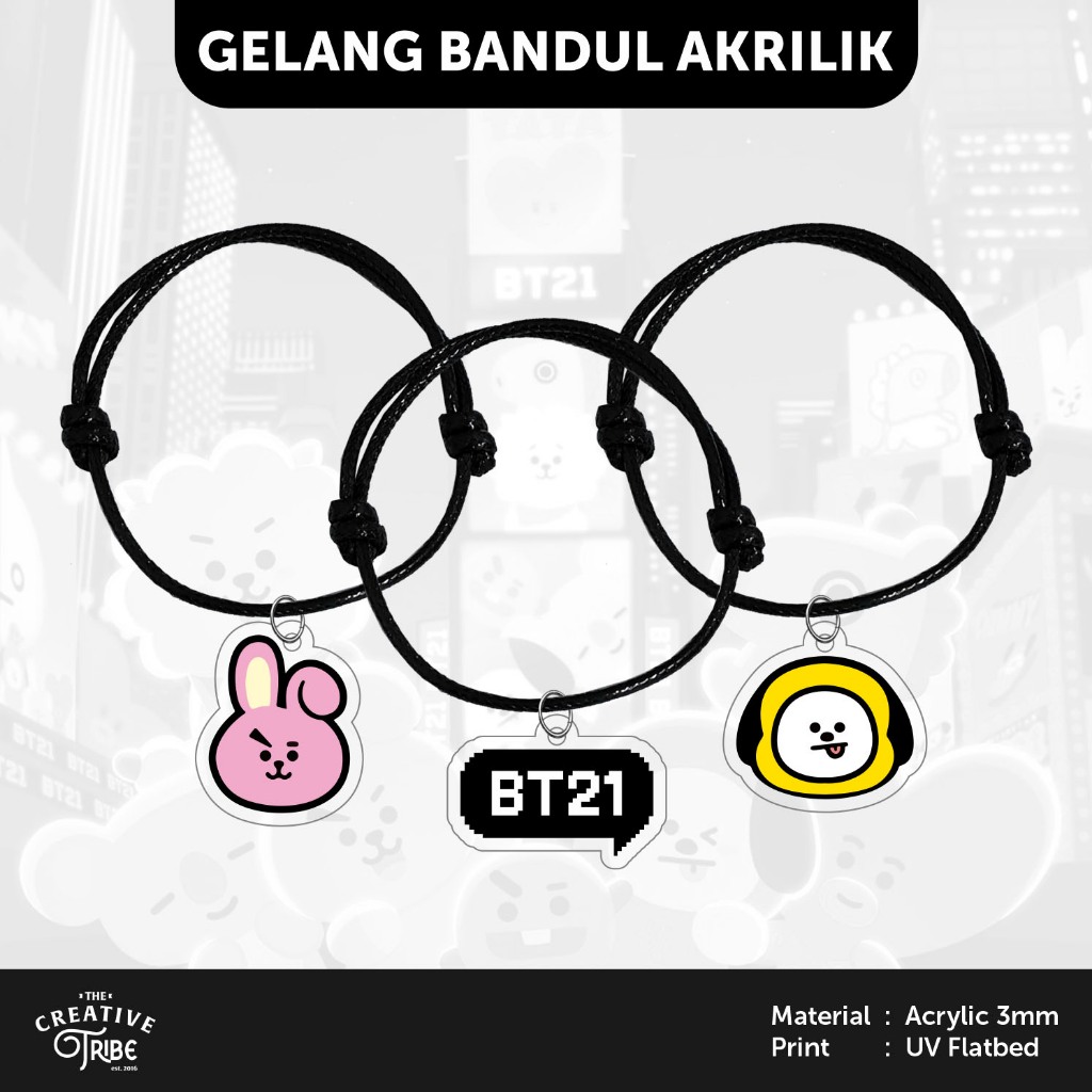 BT21 - Gelang Bandul Akrilik - Hiasan Aksesoris Tali Korea BTS ARMY Kpop