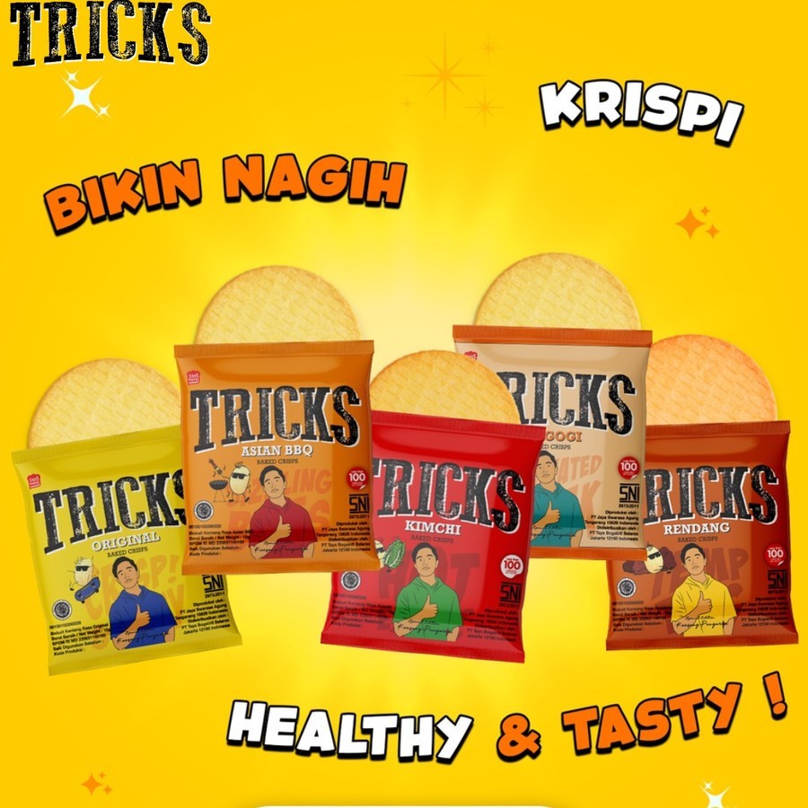 

Snack Tricks Crisps Potato Baked Crisps 1 box 60gr Isi 4pcs