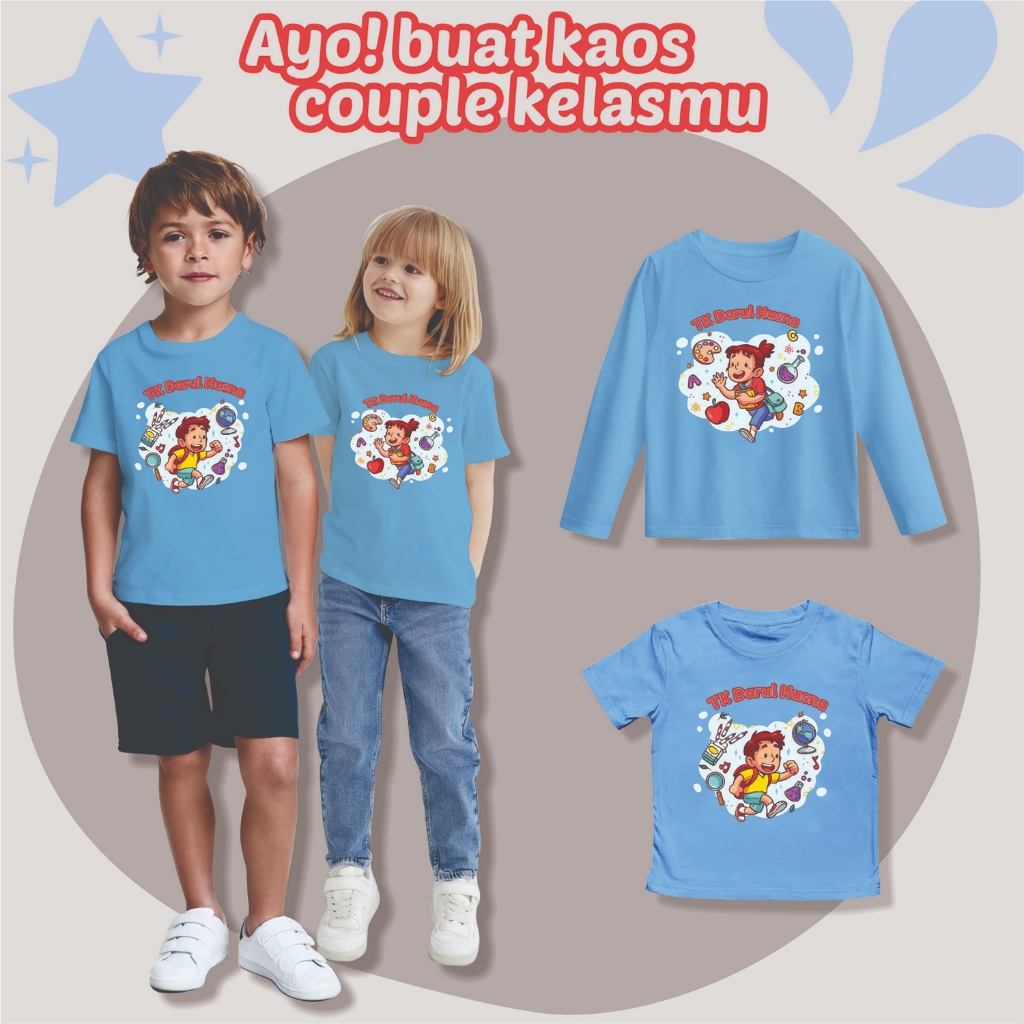 Kaos Custom Nama Paud TK Sekolah Dasar SD Anak dan Dewasa Lengan Panjang Pendek / Kaos Kelas Couple