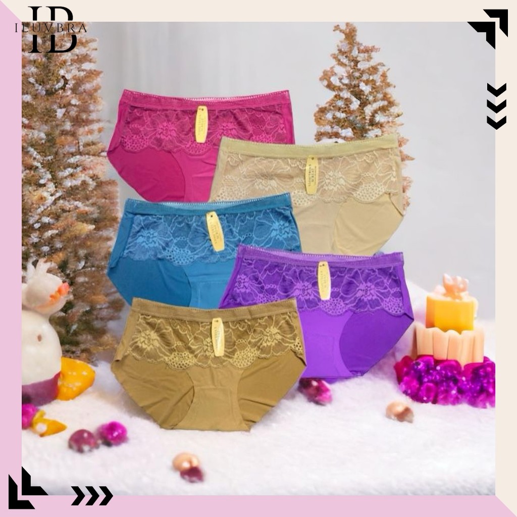 CUCI GUDANG CD8422 Cd Celana Dalam Wanita Seamless Motif Bahan Satin Bunga Bunga Pushup