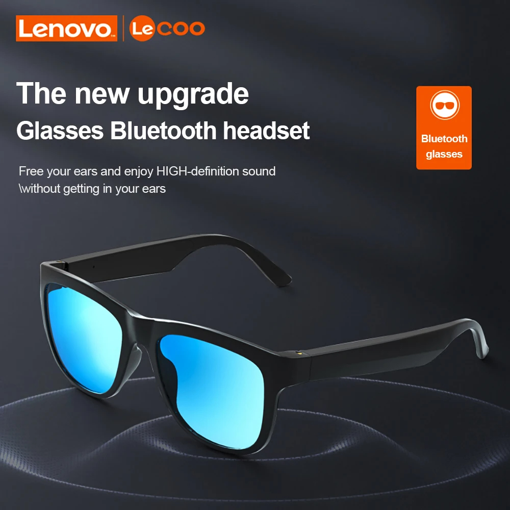 RJ2 Lenovo LECOO C8 Smart Wireless BT Glasses Headset HD Sound Quality Touch Buttons Replaceable