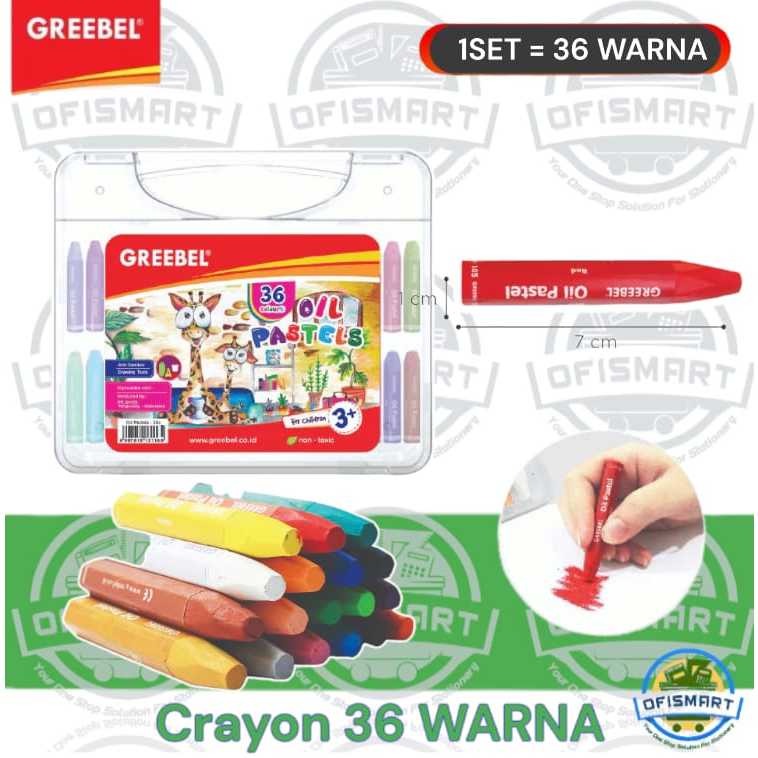 

Greebel Krayon Kids Oil Pastel Crayon PP 36-C | @1Set=36Warna