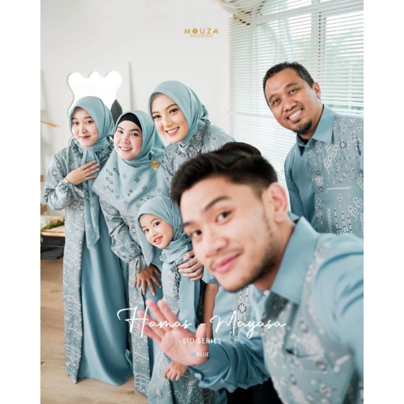 Original Mayasa Hamas Warna Biru Sarimbit Seragam Keluarga Terbaru Kekinian By Mouza Indonesia