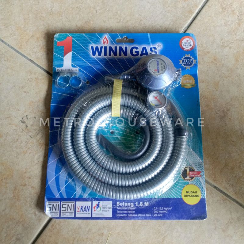 Selang Gas Regulator Kompor Gas Set Meteran Winn Flexible Fleksibel Tabung Elpiji LPG Rumah Masak Ba